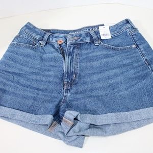 American Eagle Mom shorts comfort stretch waistband 6 28W new Blue